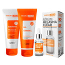 Kit 3 Skincare Vitamina C Clareador Dermachem - Sérum Melasma Clear Clareador / Gel Facial Anti-Idade / Sabonete Facial Vit C