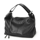 Bolsa de Ombro Grande Zency 100% Couro Genuíno para Mulheres, Bolsa Tote, Bolsa de Mão, Bolsa Hobo de Couro Preto, Bolsas com Zíper para Usar Debaixo do Braço