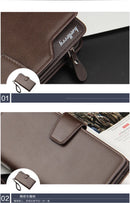 Baellery carteiras masculinas estilo longo titular do cartão de alta qualidade masculino bolsa com zíper grande capacidade marca carteira de couro do plutônio para homem