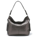 Zency 2026 Nova Moda Bolsa Feminina de Couro Genuíno Macio com Borla Elegante Bolsa Hobo de Ombro para Mulheres Bolsa Transversal Carteira Tiracolo