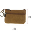 Thinkthendo bolsa de moedas feminina slim, de couro de vaca, bolsa de moedas com zíper nas extremidades porta-chaves