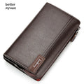 Baellery bolsa de mão masculina, carteira de grande capacidade para celular, bolso para cartão de passagem, carteira multifuncional de alta qualidade para homens