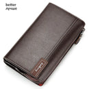 Baellery bolsa de mão masculina, carteira de grande capacidade para celular, bolso para cartão de passagem, carteira multifuncional de alta qualidade para homens