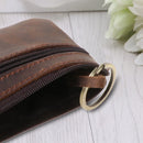 Thinkthendo bolsa de moedas feminina slim, de couro de vaca, bolsa de moedas com zíper nas extremidades porta-chaves
