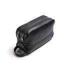 Contact's Wholesale Double Zipper Men Genuine Leather Travel Toiletry Organizer Pouch Men's Leather Cosmetic Wash Bag Makeup Bag