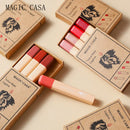 MAGIC CASA 4-Piece Matchstick Lip Gloss Gift Box Set Beauty Matte Lipstick Waterproof Non-Stick Cup Vegan Lip Glaze