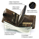 HUMERPAUL Factory Wholesale Nature Leather Mens Wallet Bifold RFID Blocking Zipper Card Holder Coin Pocket Small Male Purse