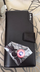 Baellery carteiras masculinas estilo longo titular do cartão de alta qualidade masculino bolsa com zíper grande capacidade marca carteira de couro do plutônio para homem