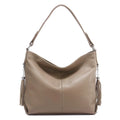 Zency 2026 Nova Moda Bolsa Feminina de Couro Genuíno Macio com Borla Elegante Bolsa Hobo de Ombro para Mulheres Bolsa Transversal Carteira Tiracolo