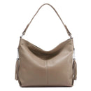 Zency 2026 Nova Moda Bolsa Feminina de Couro Genuíno Macio com Borla Elegante Bolsa Hobo de Ombro para Mulheres Bolsa Transversal Carteira Tiracolo