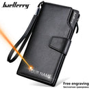 Baellery carteiras masculinas estilo longo titular do cartão de alta qualidade masculino bolsa com zíper grande capacidade marca carteira de couro do plutônio para homem