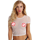 Sexy senhoras roupa interior malha pura topo preto e branco curto transparente corpo moldar roupa interior sexy camiseta interna boate tendência