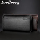 Baellery bolsa de mão masculina, carteira de grande capacidade para celular, bolso para cartão de passagem, carteira multifuncional de alta qualidade para homens