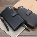 Baellery carteiras masculinas estilo longo titular do cartão de alta qualidade masculino bolsa com zíper grande capacidade marca carteira de couro do plutônio para homem