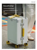 2025 Latest Wide Handle Aluminum Luggage case with Poured Wheels Front Opening Travel Bag Multifunctional Suitcase Oversea Stock