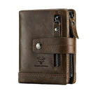 HUMERPAUL Factory Wholesale Nature Leather Mens Wallet Bifold RFID Blocking Zipper Card Holder Coin Pocket Small Male Purse