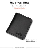 Bison denim carteiras masculinas preto bolsa de couro genuíno para homens titular do cartão de visita carteira masculina mini n4429