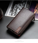 Baellery bolsa de mão masculina, carteira de grande capacidade para celular, bolso para cartão de passagem, carteira multifuncional de alta qualidade para homens
