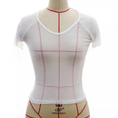 Sexy senhoras roupa interior malha pura topo preto e branco curto transparente corpo moldar roupa interior sexy camiseta interna boate tendência