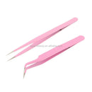 Private Label Stainless Steel Pink Pointed Tip Eyelash Tweezers with Eco-Friendly Handle for Eyelash Extension Tools