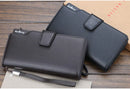 Baellery carteiras masculinas estilo longo titular do cartão de alta qualidade masculino bolsa com zíper grande capacidade marca carteira de couro do plutônio para homem