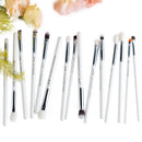Jessup-profissional pincéis de maquiagem conjunto, 15pcs, pérola, branco, prata, kit de ferramentas, delineador, shader, cabelo sintético natural
