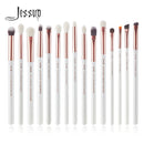 Jessup-profissional pincéis de maquiagem conjunto, 15pcs, pérola, branco, prata, kit de ferramentas, delineador, shader, cabelo sintético natural