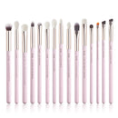 Jessup-profissional pincéis de maquiagem conjunto, 15pcs, pérola, branco, prata, kit de ferramentas, delineador, shader, cabelo sintético natural