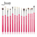 Jessup-profissional pincéis de maquiagem conjunto, 15pcs, pérola, branco, prata, kit de ferramentas, delineador, shader, cabelo sintético natural