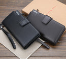 Baellery carteiras masculinas estilo longo titular do cartão de alta qualidade masculino bolsa com zíper grande capacidade marca carteira de couro do plutônio para homem