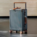 2025 Latest Wide Handle Aluminum Luggage case with Poured Wheels Front Opening Travel Bag Multifunctional Suitcase Oversea Stock