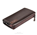 Baellery bolsa de mão masculina, carteira de grande capacidade para celular, bolso para cartão de passagem, carteira multifuncional de alta qualidade para homens