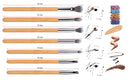 Yue conjunto de pincéis de maquiagem premium, 7 peças, sombra de olhos, mistura de manchas, contorno, delineador, sobrancelha, aplicador de maquiagem, kit de ferramentas