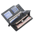 Baellery carteiras masculinas estilo longo titular do cartão de alta qualidade masculino bolsa com zíper grande capacidade marca carteira de couro do plutônio para homem