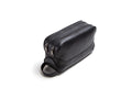 Contact's Wholesale Double Zipper Men Genuine Leather Travel Toiletry Organizer Pouch Men's Leather Cosmetic Wash Bag Makeup Bag