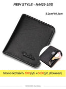Bison denim carteiras masculinas preto bolsa de couro genuíno para homens titular do cartão de visita carteira masculina mini n4429