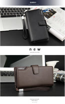 Baellery carteiras masculinas estilo longo titular do cartão de alta qualidade masculino bolsa com zíper grande capacidade marca carteira de couro do plutônio para homem