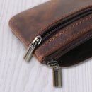 Thinkthendo bolsa de moedas feminina slim, de couro de vaca, bolsa de moedas com zíper nas extremidades porta-chaves