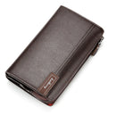 Baellery bolsa de mão masculina, carteira de grande capacidade para celular, bolso para cartão de passagem, carteira multifuncional de alta qualidade para homens