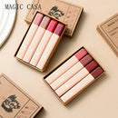 MAGIC CASA 4-Piece Matchstick Lip Gloss Gift Box Set Beauty Matte Lipstick Waterproof Non-Stick Cup Vegan Lip Glaze