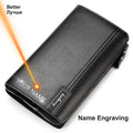Baellery bolsa de mão masculina, carteira de grande capacidade para celular, bolso para cartão de passagem, carteira multifuncional de alta qualidade para homens