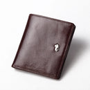 BISON DENIM-Carteira de couro genuíno masculina, mini carteira de bloqueio RFID, titular do cartão masculino, porta-moedas pequena com zíper, W9317, moda