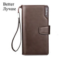 Baellery carteiras masculinas estilo longo titular do cartão de alta qualidade masculino bolsa com zíper grande capacidade marca carteira de couro do plutônio para homem