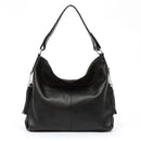 Zency 2026 Nova Moda Bolsa Feminina de Couro Genuíno Macio com Borla Elegante Bolsa Hobo de Ombro para Mulheres Bolsa Transversal Carteira Tiracolo