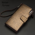 Baellery carteiras masculinas estilo longo titular do cartão de alta qualidade masculino bolsa com zíper grande capacidade marca carteira de couro do plutônio para homem