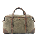 Army Green Canvas  With Cow Leather Duffle Overnight Weekend Bag