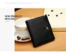 BISON DENIM-Carteira de couro genuíno masculina, mini carteira de bloqueio RFID, titular do cartão masculino, porta-moedas pequena com zíper, W9317, moda