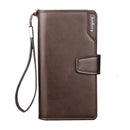 Baellery carteiras masculinas estilo longo titular do cartão de alta qualidade masculino bolsa com zíper grande capacidade marca carteira de couro do plutônio para homem