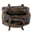 Army Green Canvas  With Cow Leather Duffle Overnight Weekend Bag