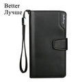 Baellery carteiras masculinas estilo longo titular do cartão de alta qualidade masculino bolsa com zíper grande capacidade marca carteira de couro do plutônio para homem